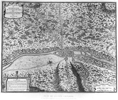 Lutetia or the First Plan of Paris, Taken from Caesar, Strabo, Emperor Julian and Ammianus Marcellinus, 1705 by French School